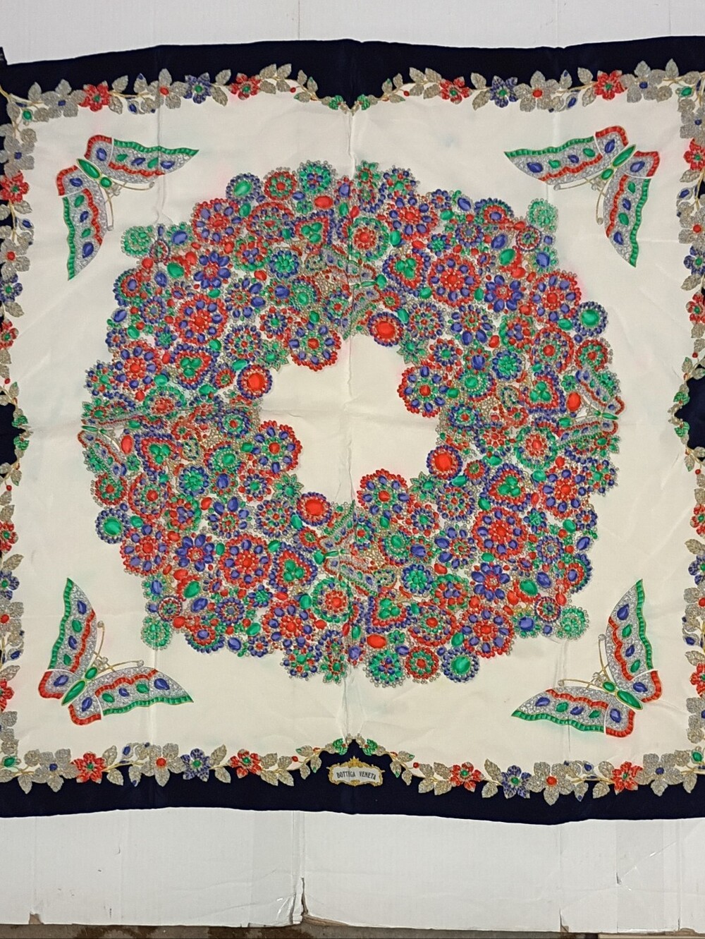 ❤️AMAZING!! BOTTEGA VENETA JEWELS BUTTERFLY Theme 100% Silk Scarf 33 X 33
